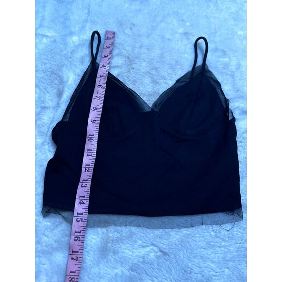 Silence + Noise Black Mesh Trim Bralette Top M - Picture 5 of 5